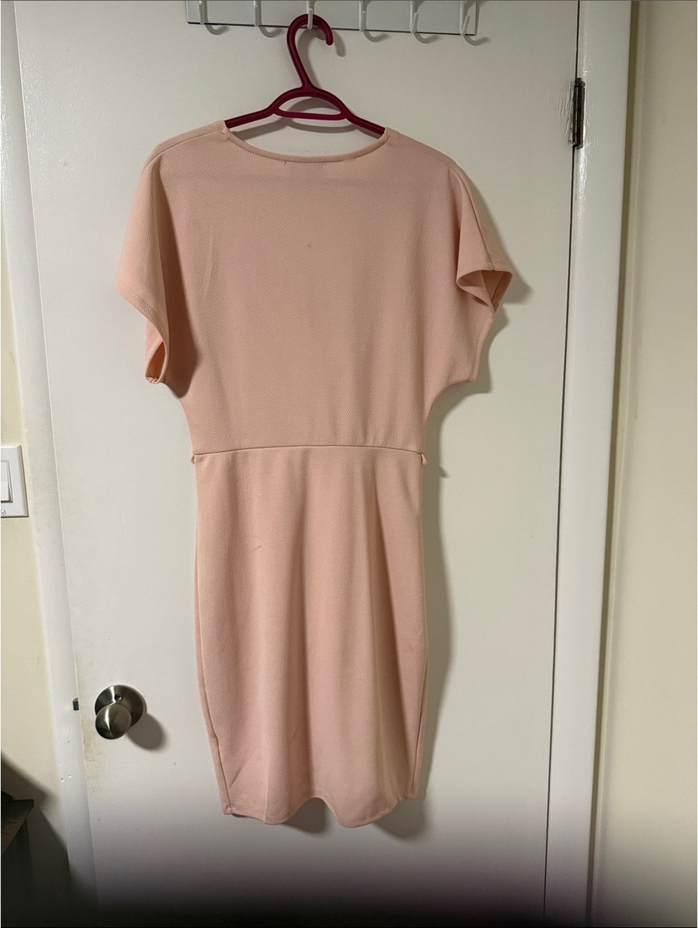 Petite Wrap-Style Mini Dress in Soft Blush - Picture 2 of 2